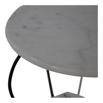 Preview: Beistelltisch Marmor Ø41 cm mit gusseisernen Beinen schwarz/weiss