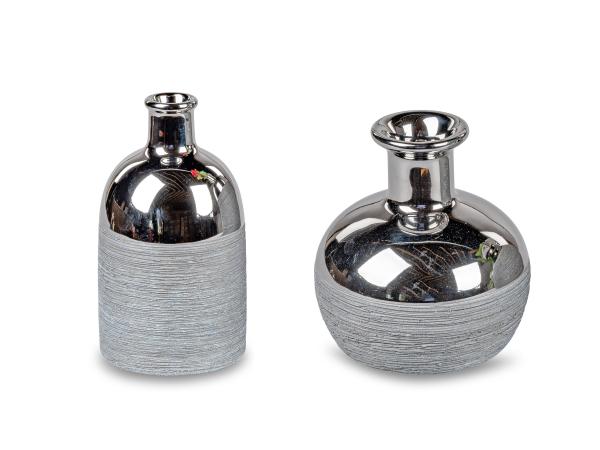 Deko Vase  H. 13cm D. 10cm silber grau Keramik Formano