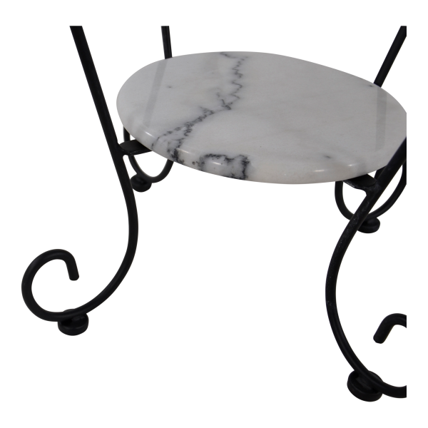 Beistelltisch Marmor Ø41 cm mit gusseisernen Beinen schwarz/weiss