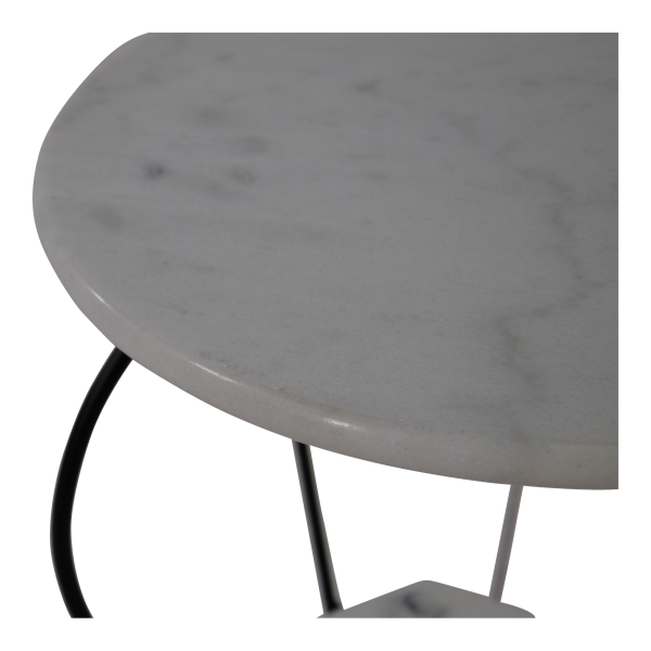 Beistelltisch Marmor Ø41 cm mit gusseisernen Beinen schwarz/weiss